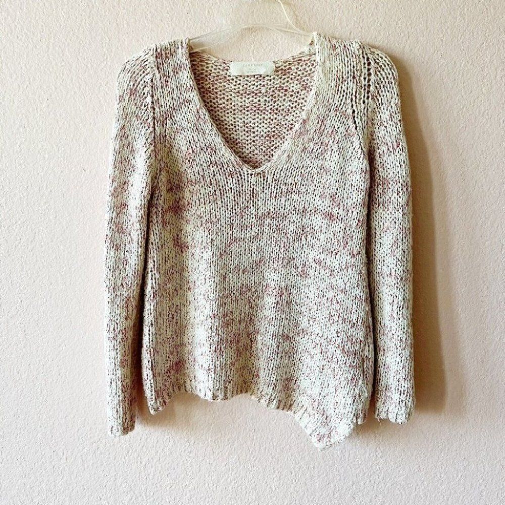 Zara Knit Womens Cable Knit Sweater Size small Cream Red